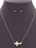Cross Druzy Pendant Necklace